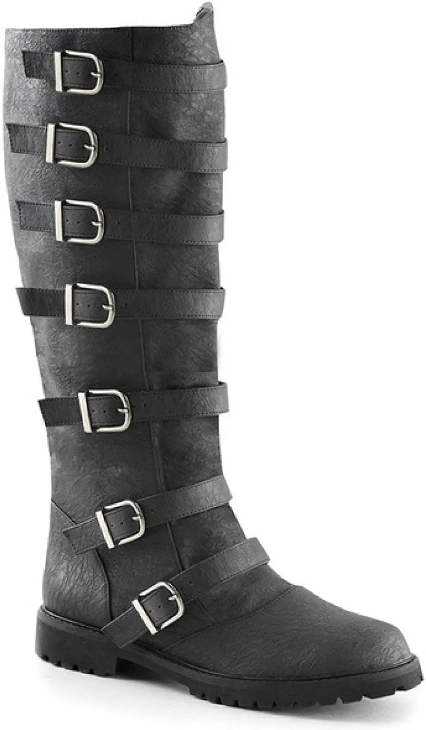Unisex-Adults Renaissance PU Leather Boots, Medieval & Pirate Cosplay, Black, Ankle-High, No Heel, Classic, Round Toe, Almond Toe, Comfortable, Leather Lined, All-Season, Casual, 1702156