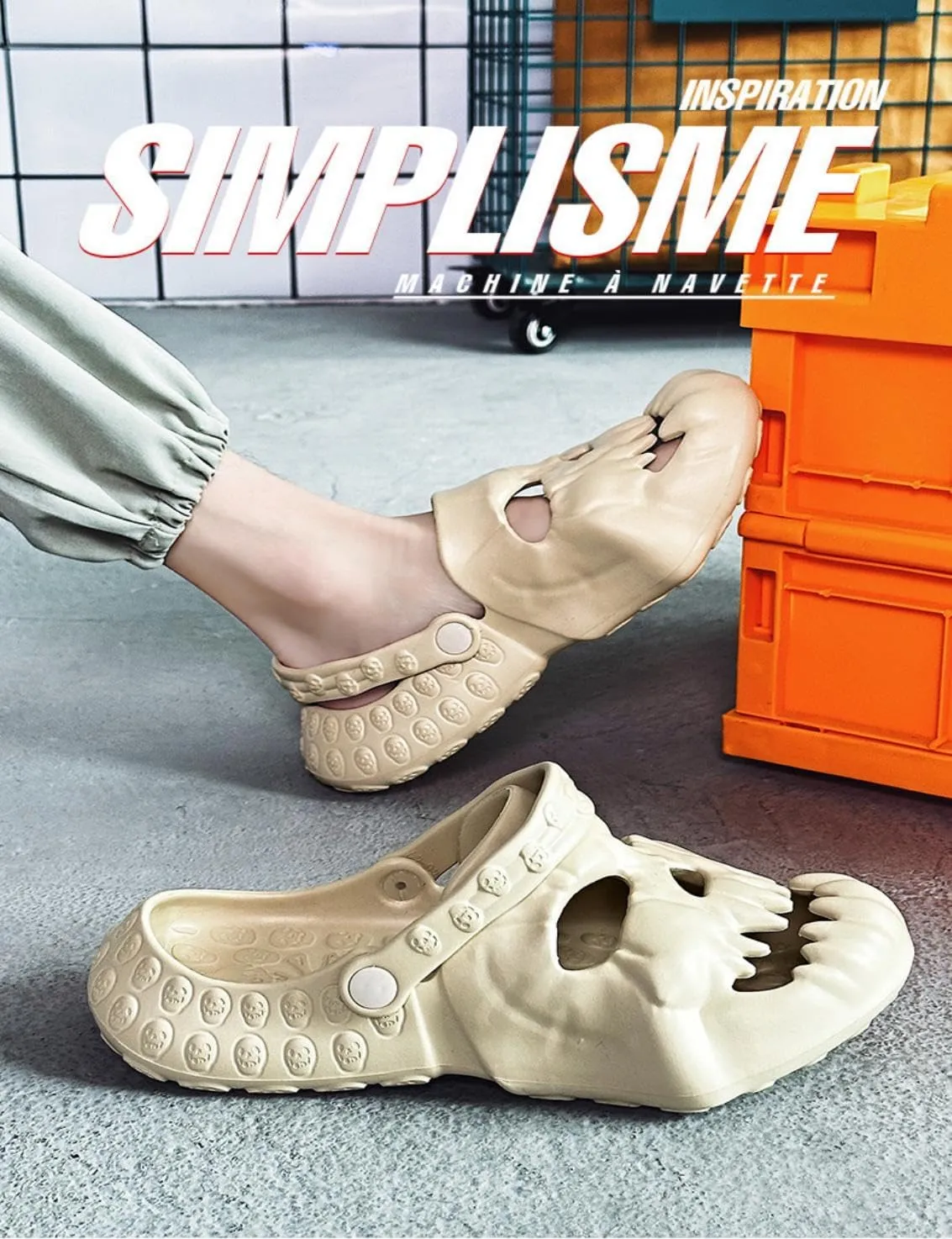 Unisex Comfortable Lightweight Clogs Skull Slippers Goth Sandals for Men and Women Slip-on Yard Garden Shoes Skull Slides Mules Summer Beach Sandals