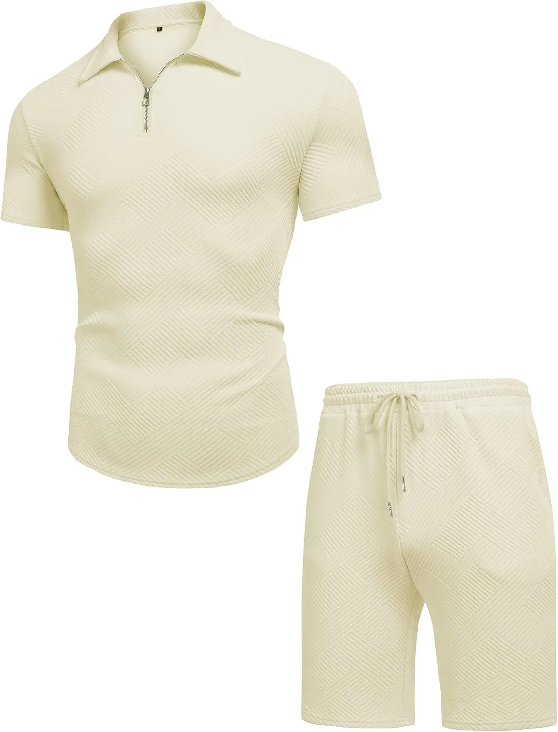 URRU Men's Polo Shirt and Shorts Set Summer Outfits Fashion Casual Short Sleeve Polo Suit for Men 2 Piece Short Set