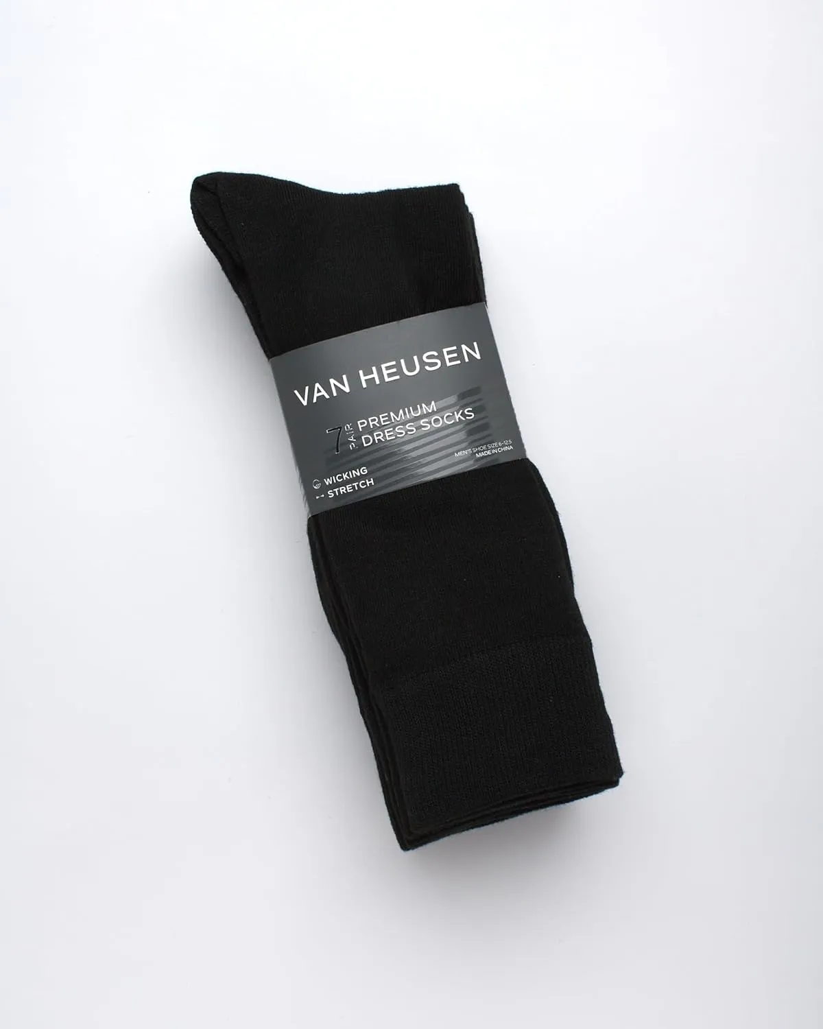 Van Heusen Men's Dress Socks - 7 Pack Premium Stretch Moisture Wicking Crew Socks with Reinforced Heel and Toe (Size: 6-12.5)