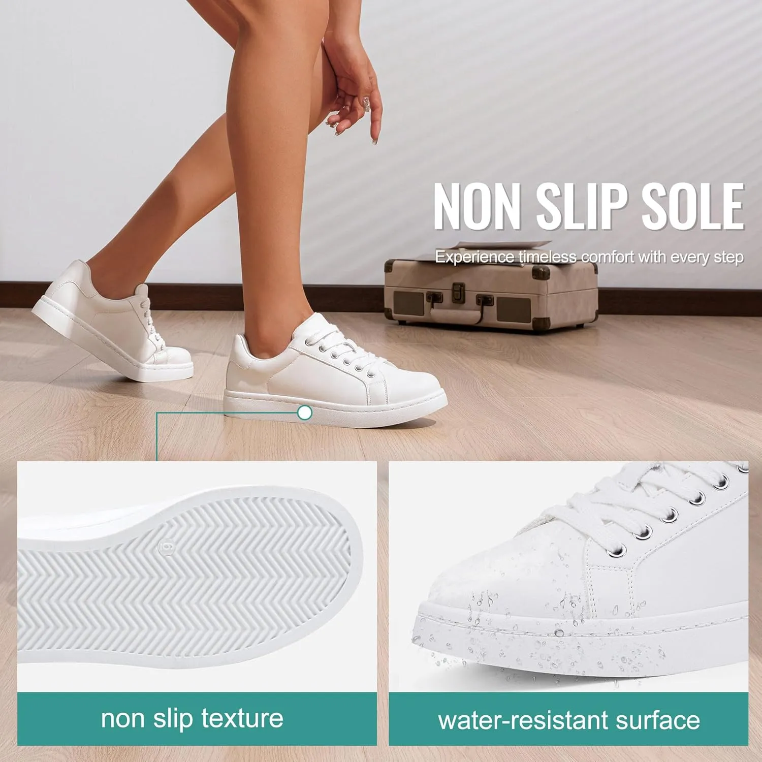 Vepose Women's Walking Casual Sneakers, Dressy Arch Support Comfortable Low Top Tennis Lace up 8003 Shoes