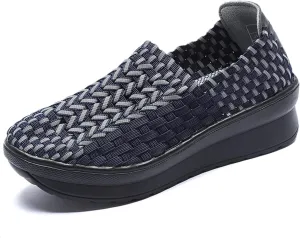 Veroders Women's Platform Wedge Closed-Toe Sandals Comfortable Walking Shoes Woven Pumps Mary Jane Shoes for School Beach