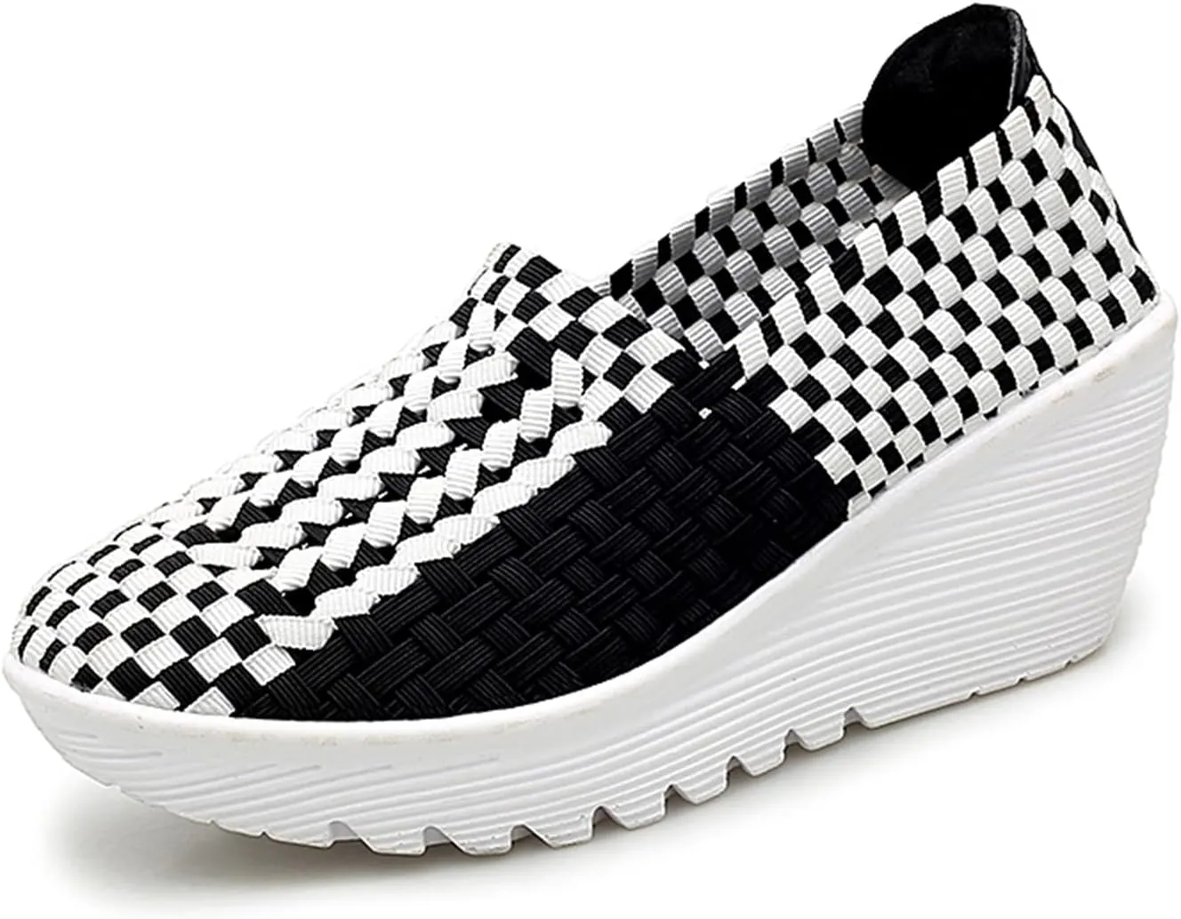 Veroders Women's Woven Elastic Platform Sandals Platform Wedge Sandals for Women Slip-On Wedge Pumps Handmade Breathable Comfortable Fashion Shoes