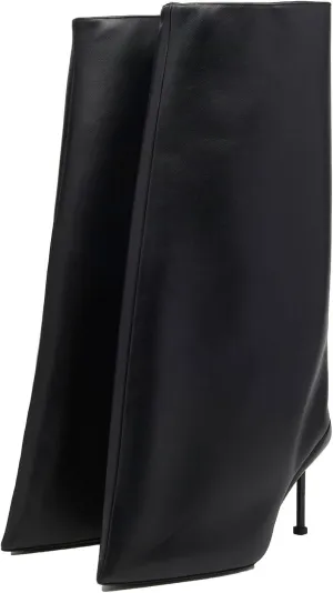 Vertundy Riding Knee High Boots for Women Pointed Toe Extra Wide Width Stiletto Heel Boot for Winter Sexy Fashion Slip On Boots In Black