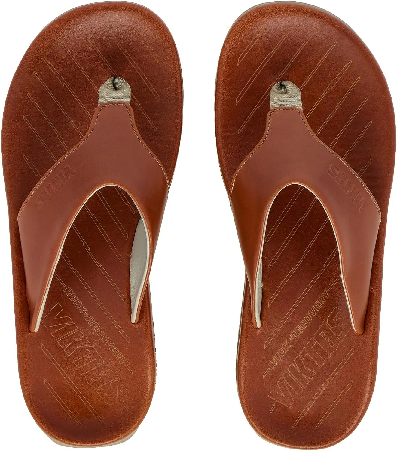 VIKTOS Men's Ruck Recovery XC Leather Lightweight Casual Outdoor Flip Flop Sandals w/Custom Fit Thermoformable EVA Footbed