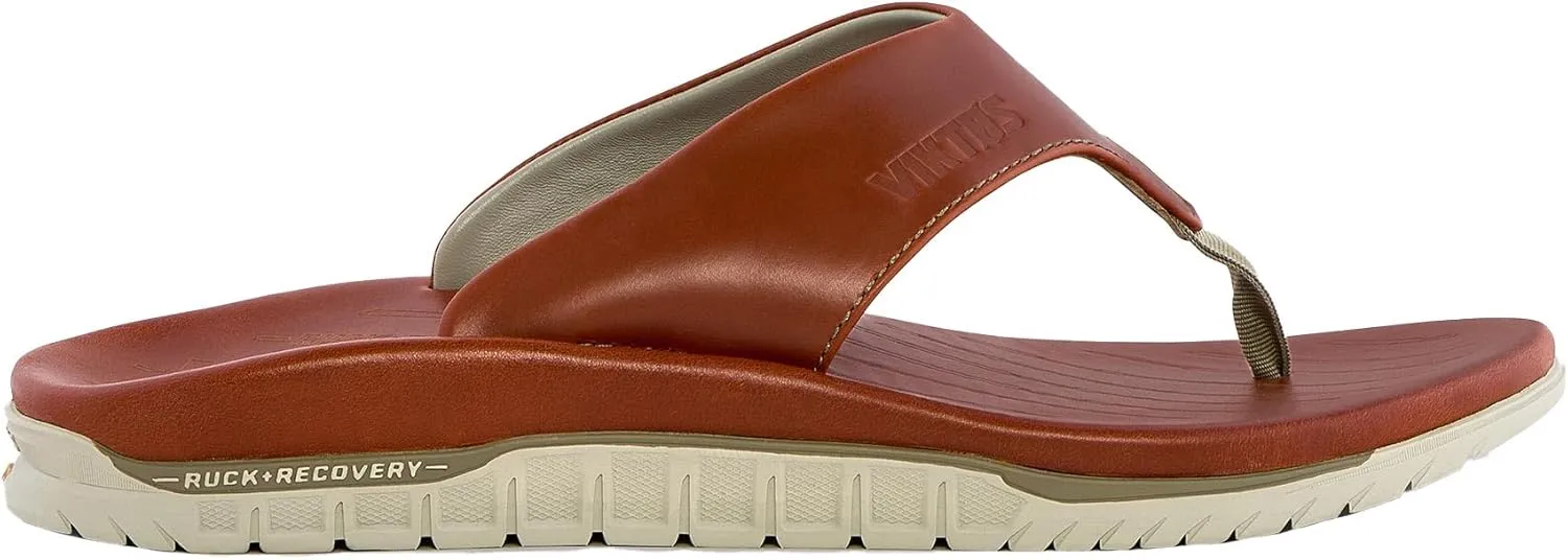 VIKTOS Men's Ruck Recovery XC Leather Lightweight Casual Outdoor Flip Flop Sandals w/Custom Fit Thermoformable EVA Footbed