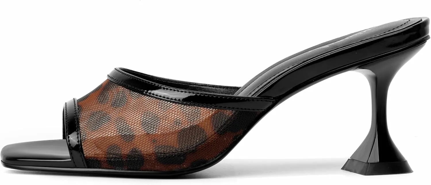vivianly Womens Clear Heels Sandals Transparent Stiletto Heel Slippers Backless Peep Toe Slip on Heeled Mules