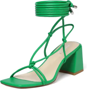 vivianly Women's Lace Up Chunky Heel Sandals Strappy Straps Ankle Wrap Heels