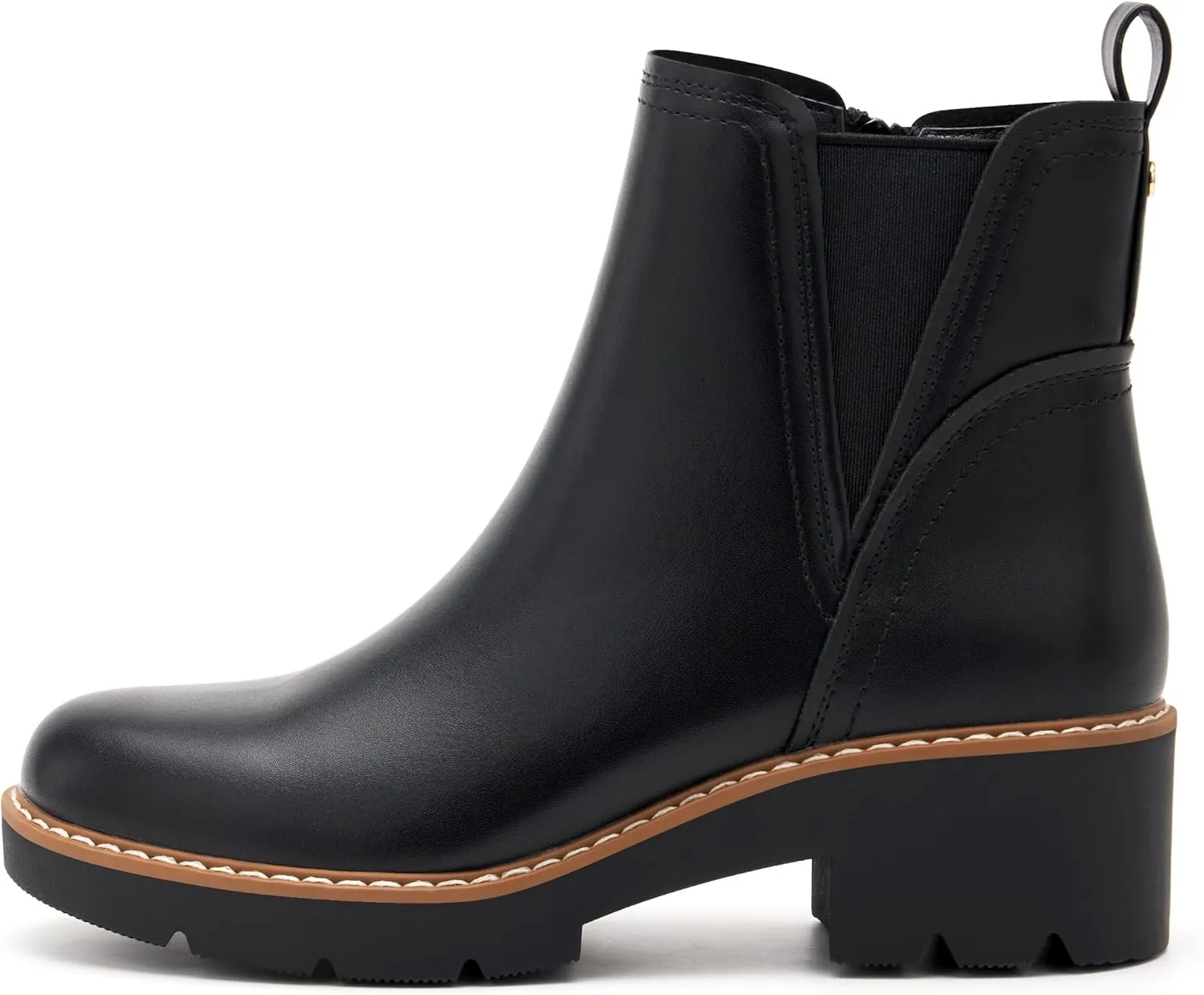 vodvob Women's Ankle Boots Water Repellent Fashion Lug Sole Elastic with Side Zipper Chelsea Boots Slip On Fall Booties