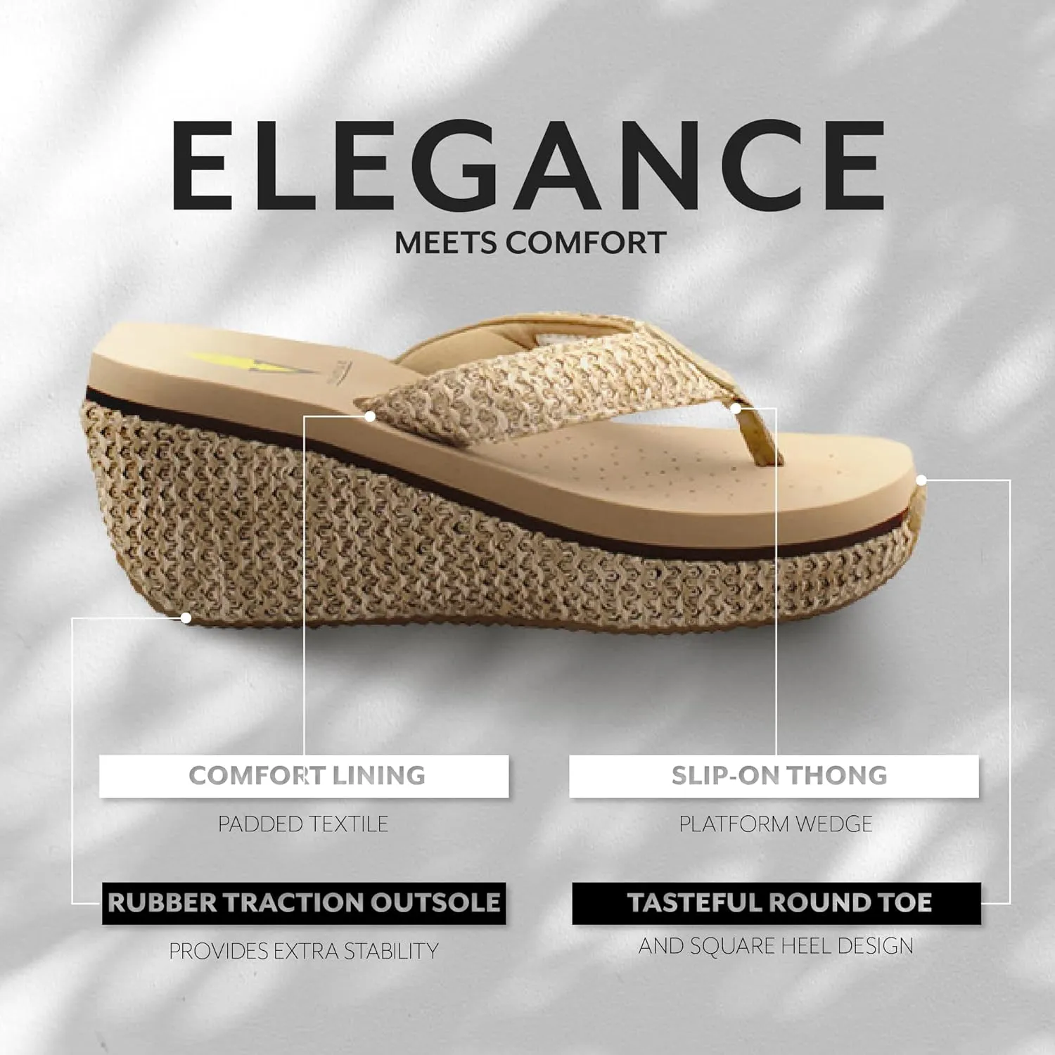 VOLATILE Island Wedge Sandals for Women Featuring Slip-On Thong Platform Style with EVA Insole and Rubber Outsole