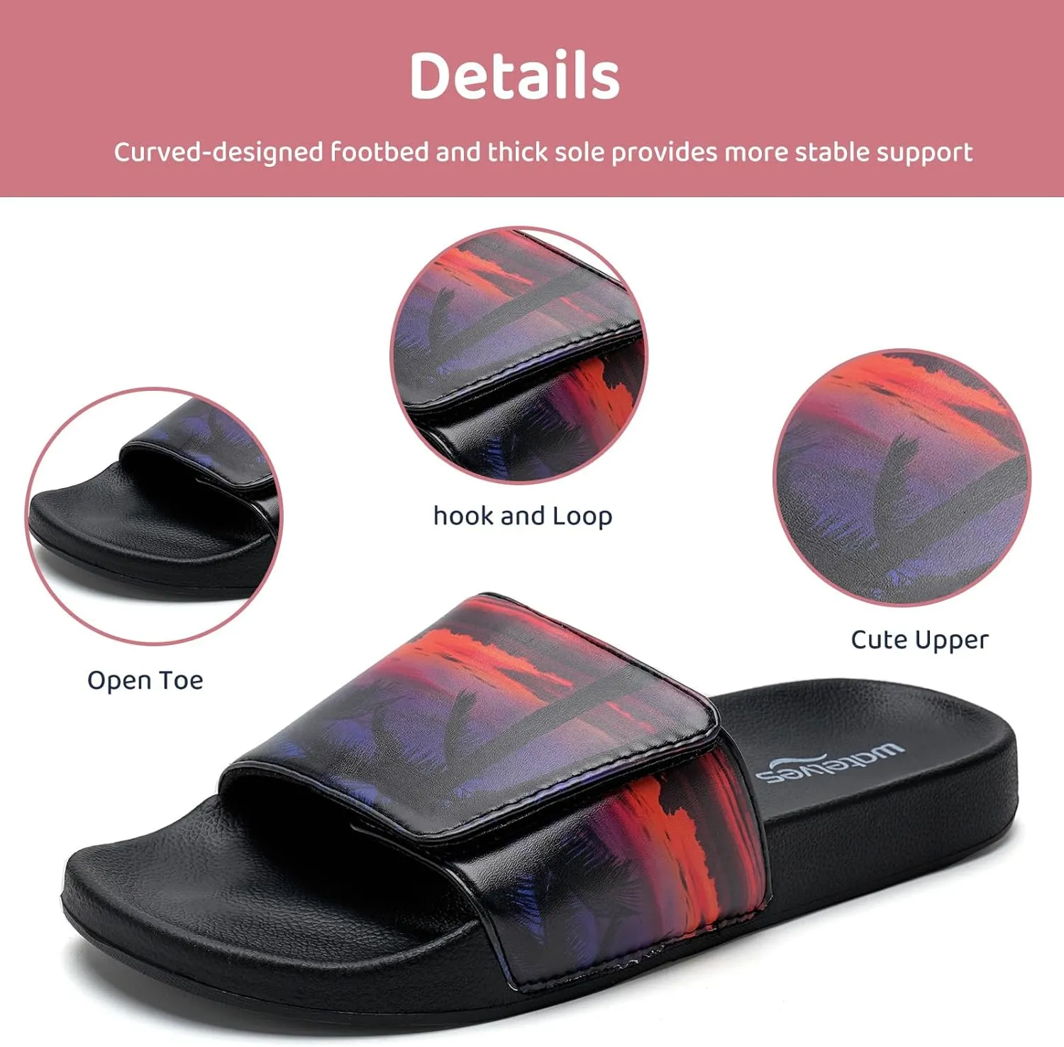 WateLves Girls & Boys Slide Sandals Kids Summer Slippers Slip On for Outdoor Beach Pool Shower (Little Kid/Big Kid)