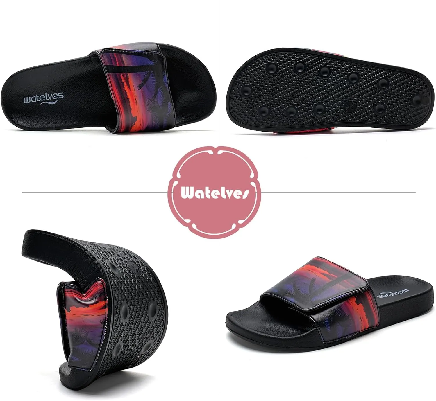 WateLves Girls & Boys Slide Sandals Kids Summer Slippers Slip On for Outdoor Beach Pool Shower (Little Kid/Big Kid)