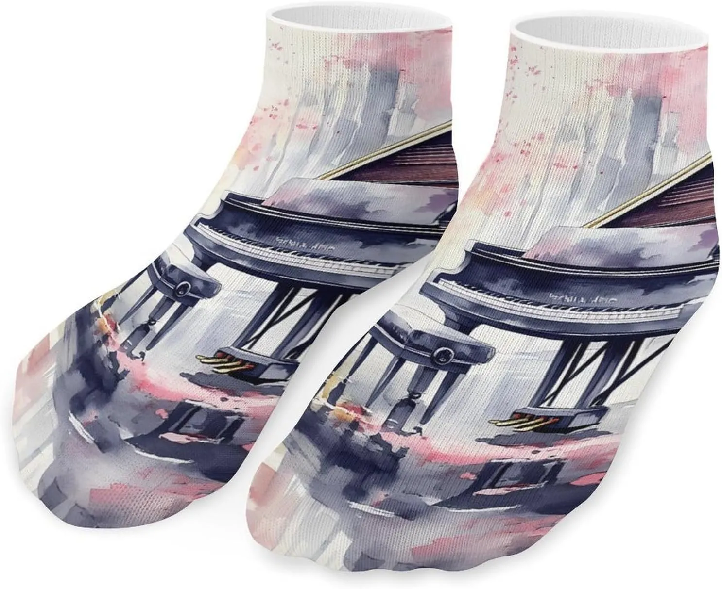 Watercolor Piano Colorful Low Cut Ankle Socks Casual Liner Sock Pack Non Slip Invisible For Men Women