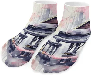 Watercolor Piano Colorful Low Cut Ankle Socks Casual Liner Sock Pack Non Slip Invisible For Men Women