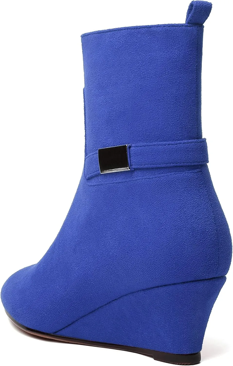 WAYDERNS Womens Dating Casual Zip Suede Warm Round Toe Solid Wedge Low Heel Ankle High Boots 2 Inch