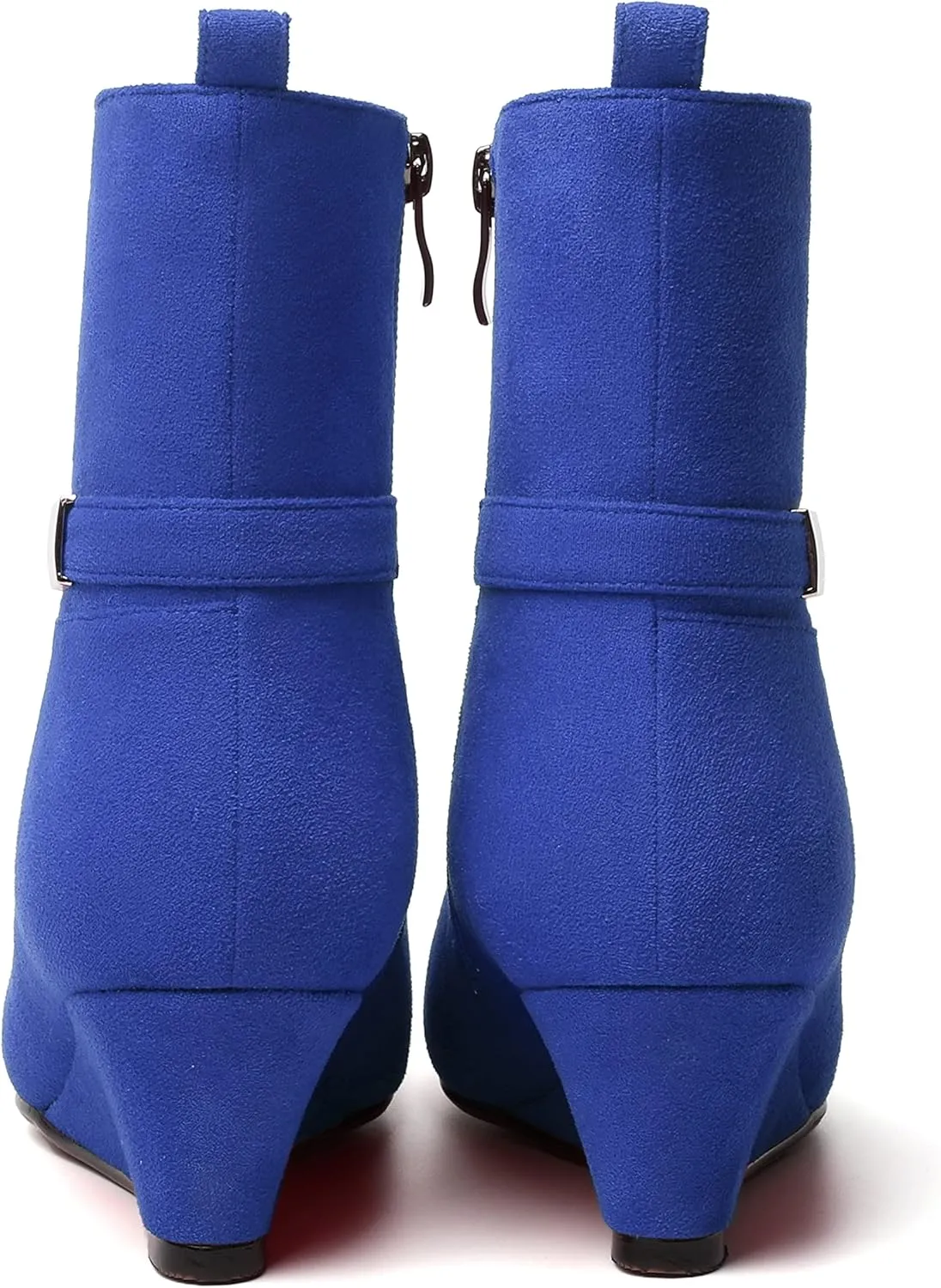 WAYDERNS Womens Dating Casual Zip Suede Warm Round Toe Solid Wedge Low Heel Ankle High Boots 2 Inch