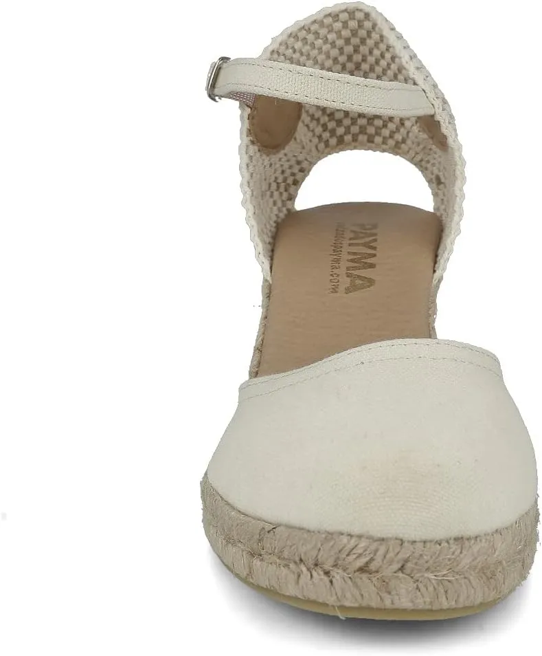 Wedge Sandals for Women. Made in Spain. Classic 5 Strings Height. Jute Espadrille with Buckle. Padded Fabric Insole. Rubber Outsole.