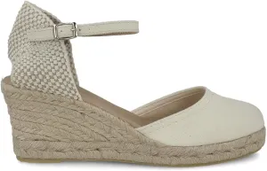 Wedge Sandals for Women. Made in Spain. Classic 5 Strings Height. Jute Espadrille with Buckle. Padded Fabric Insole. Rubber Outsole.