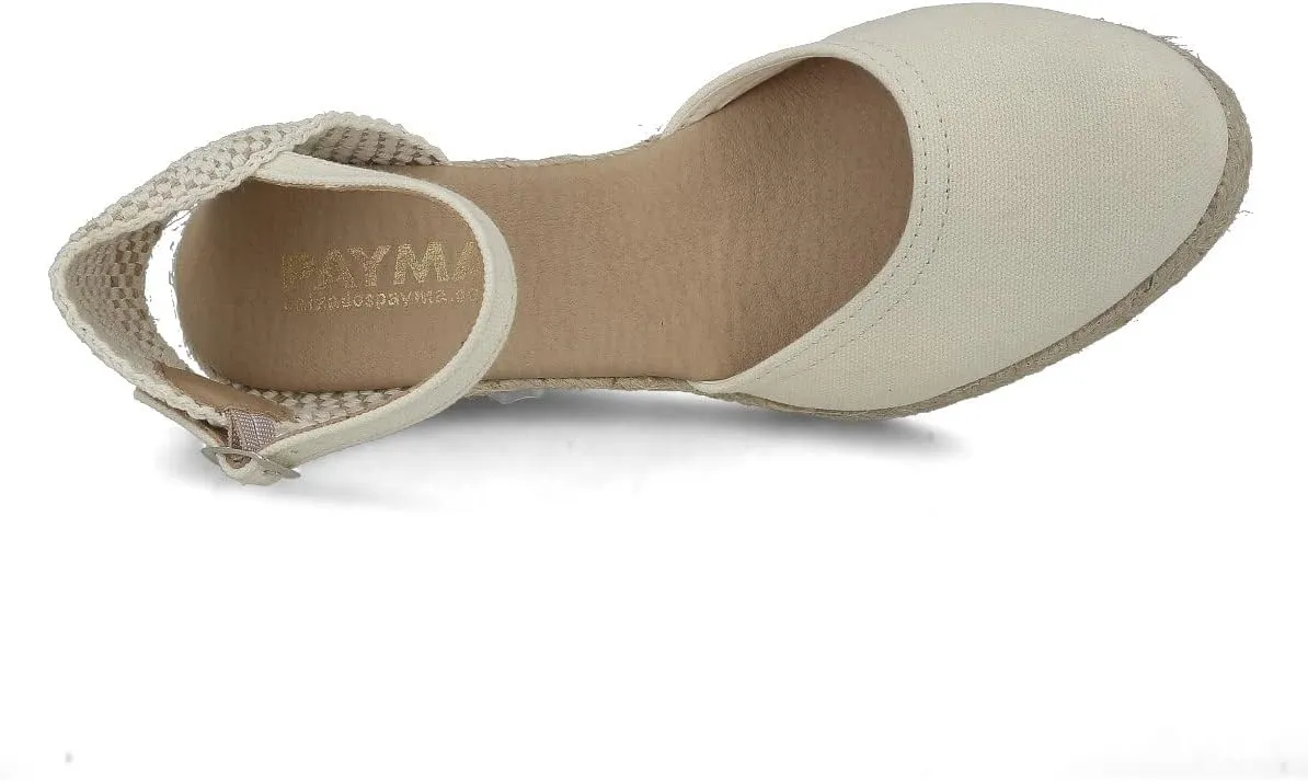 Wedge Sandals for Women. Made in Spain. Classic 5 Strings Height. Jute Espadrille with Buckle. Padded Fabric Insole. Rubber Outsole.