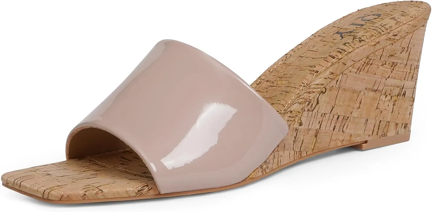 Wedge Sandals for Women Open Toe Wedge Heels for Women Square Toe Wedge Mules