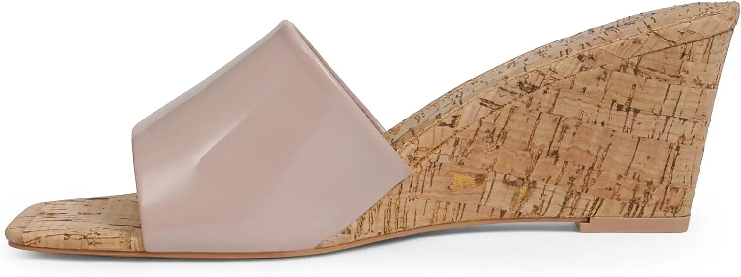 Wedge Sandals for Women Open Toe Wedge Heels for Women Square Toe Wedge Mules