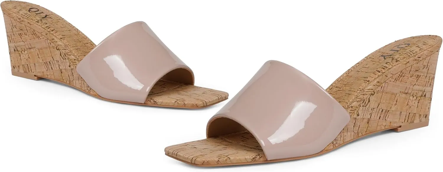 Wedge Sandals for Women Open Toe Wedge Heels for Women Square Toe Wedge Mules