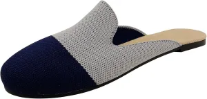 WENJIAZHIZHI Knit Mules House Slippers for Womens Cut-Out Slides Sandals Flats Dress Shoes Casual Slip-On Backless Loafers