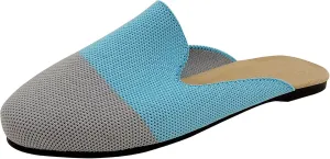 WENJIAZHIZHI Knit Mules House Slippers for Womens Cut-Out Slides Sandals Flats Dress Shoes Casual Slip-On Backless Loafers