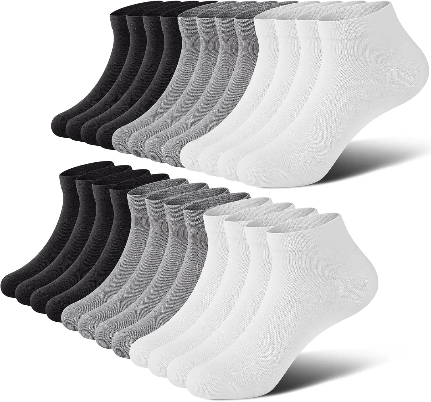 wernies No Show Socks Men, Low Cut Ankle Short Casual Cotton Socks with Non Slip Grips 6-10/11-13