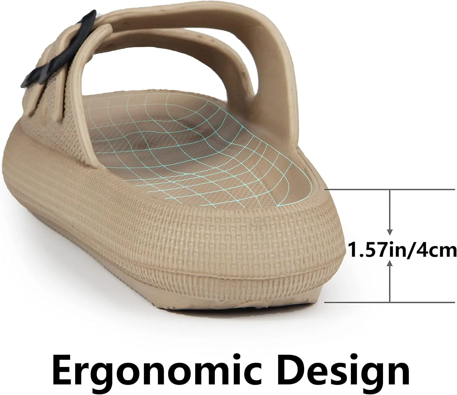 Weweya Sandals for Women and Men - Pillow Slippers - Double Buckle Adjustable Slides - EVA Flat Sandals