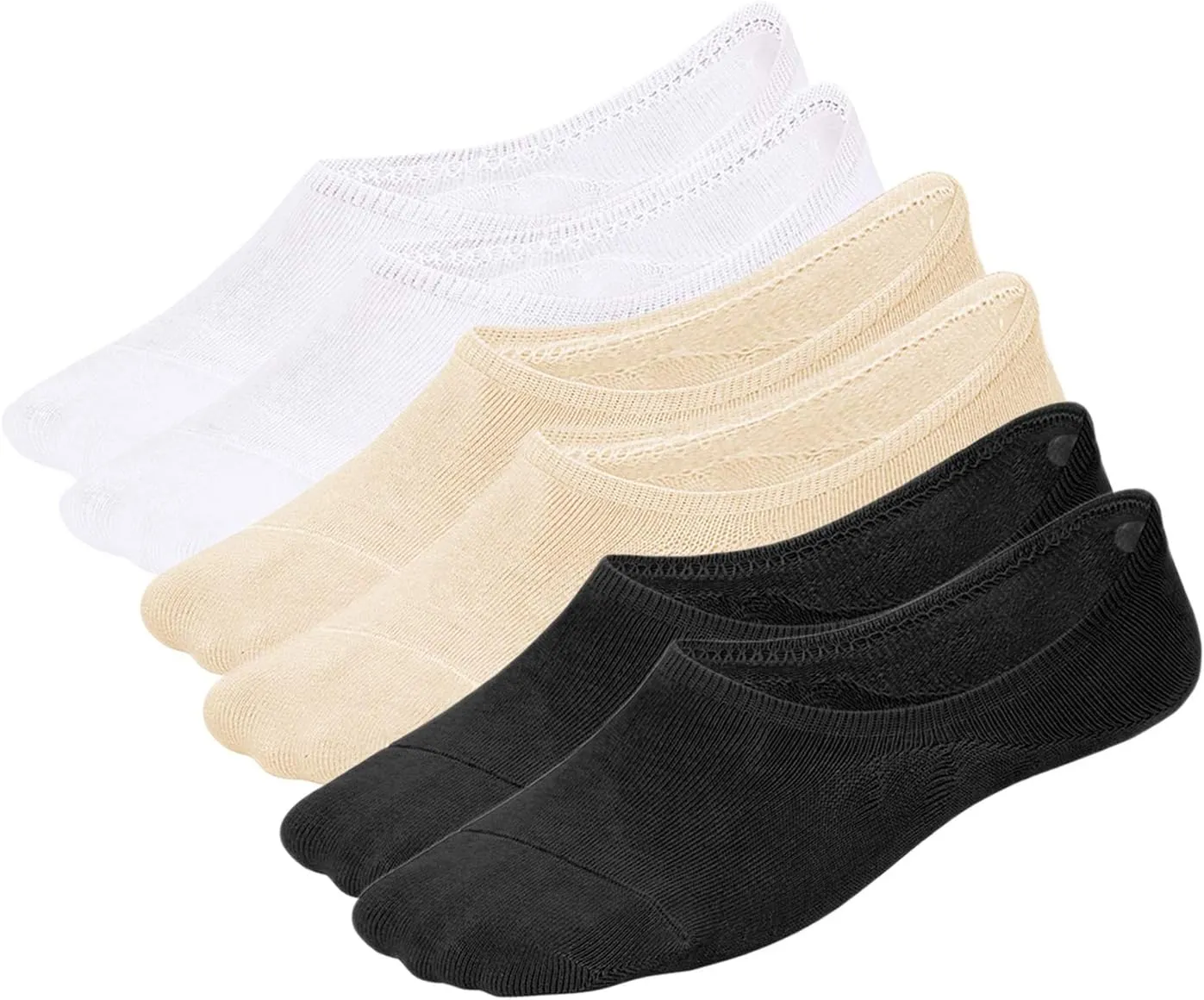 WHISPER DEER No Show Liner Socks Women - (Size 4-7/7-10/10-13) Low cut Invisible Cotton Sneaker Socks with Non Slip Grips