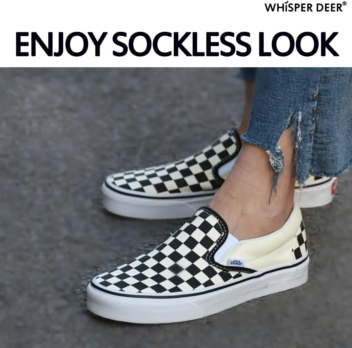 WHISPER DEER No Show Liner Socks Women - (Size 4-7/7-10/10-13) Low cut Invisible Cotton Sneaker Socks with Non Slip Grips
