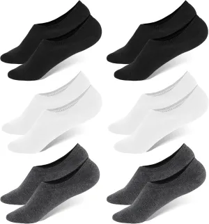 WHISPER DEER No Show Low Cut Socks Men - Invisible Casual Cotton Loafer Socks With Non-Slip Grip (3/6/12 Packs)
