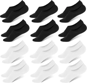 WHISPER DEER No Show Low Cut Socks Men - Invisible Casual Cotton Loafer Socks With Non-Slip Grip (3/6/12 Packs)
