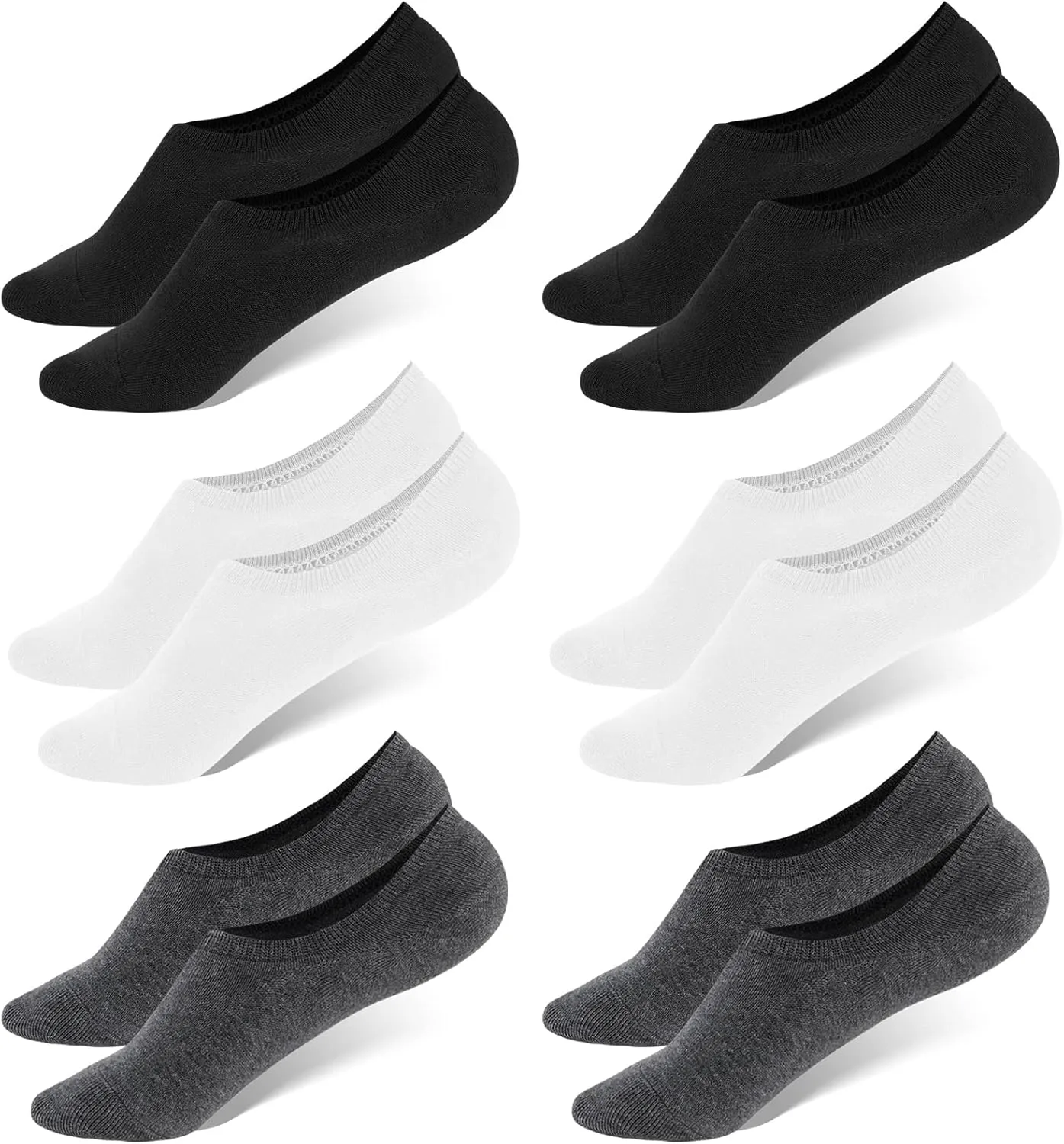 WHISPER DEER No Show Low Cut Socks Men - Invisible Casual Cotton Loafer Socks With Non-Slip Grip (3/6/12 Packs)