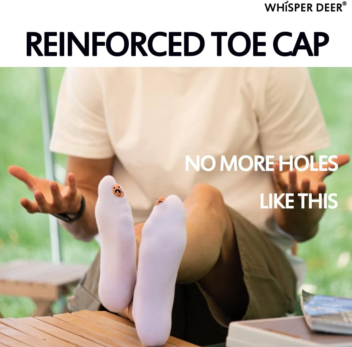 WHISPER DEER No Show Low Cut Socks Men - Invisible Casual Cotton Loafer Socks With Non-Slip Grip (3/6/12 Packs)
