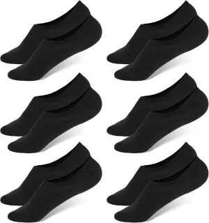 WHISPER DEER No Show Low Cut Socks Men - Invisible Casual Cotton Loafer Socks With Non-Slip Grip (3/6/12 Packs)
