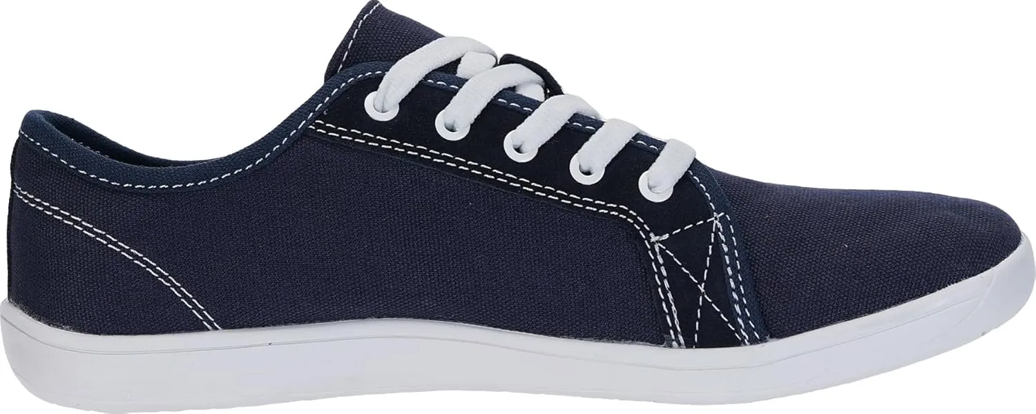 WHITIN Women's Canvas/Leather Barefoot Shoes | Wide Width Minimalist Sneakers | Classic Fit Low Top