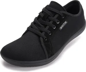WHITIN Women's Canvas/Leather Barefoot Shoes | Wide Width Minimalist Sneakers | Classic Fit Low Top