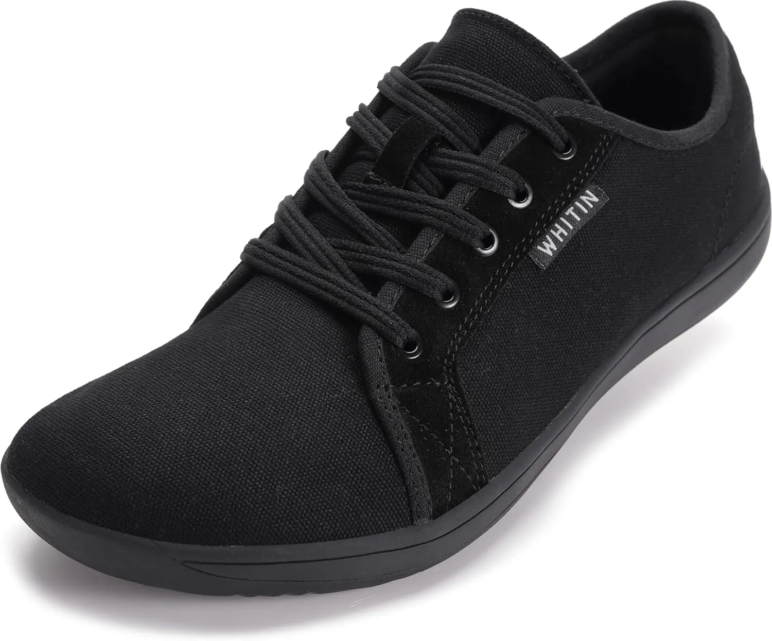 WHITIN Women's Canvas/Leather Barefoot Shoes | Wide Width Minimalist Sneakers | Classic Fit Low Top