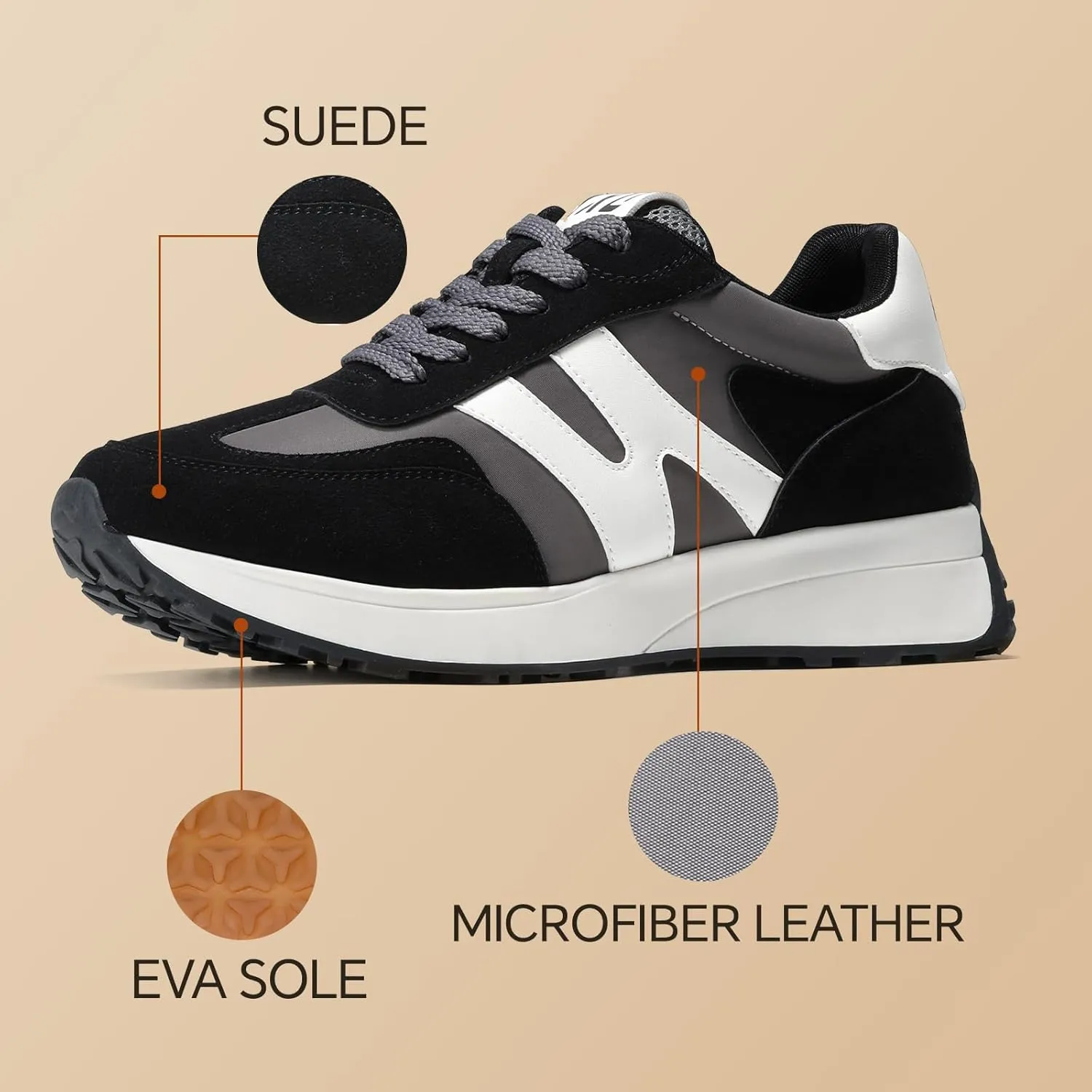 Wide Toe Box Shoes Women Wide Fashion Sneakers Comfortable Casual Walking Non-Slip Memory Foam Tennis Shoes Genuine Suede Sneakers
