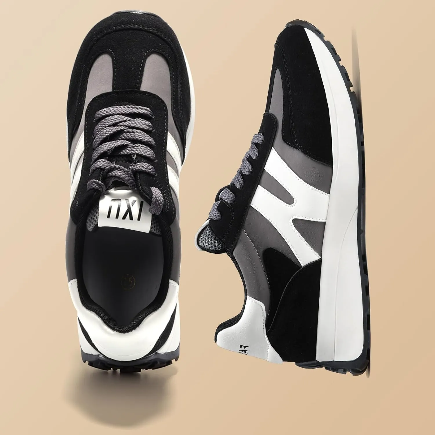 Wide Toe Box Shoes Women Wide Fashion Sneakers Comfortable Casual Walking Non-Slip Memory Foam Tennis Shoes Genuine Suede Sneakers