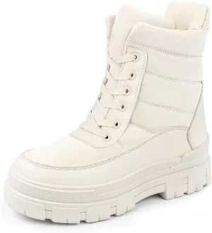 Winter Boots for Women Waterproof, Snow Boots for Women, Womens Mid Calf Low Heel Zip Up Anti-Slip Warm Booties Comfortable for Outdoor Walking Hiking