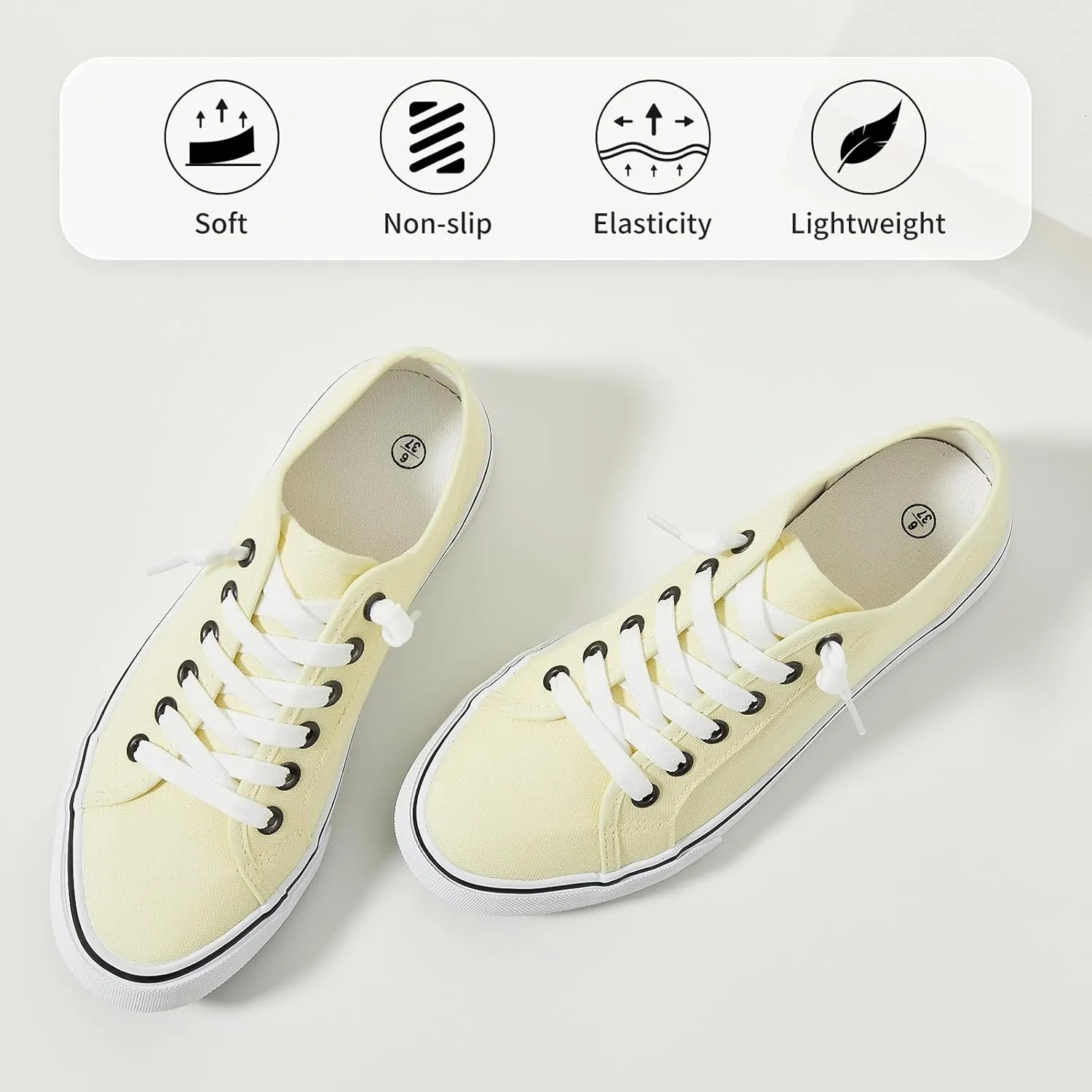 Women Canvas Sneaker Slip On Non Slip Casual Shoes Lace Up Canvas Low Top White Shoes Loafers for Women Fashion Black Sneaker