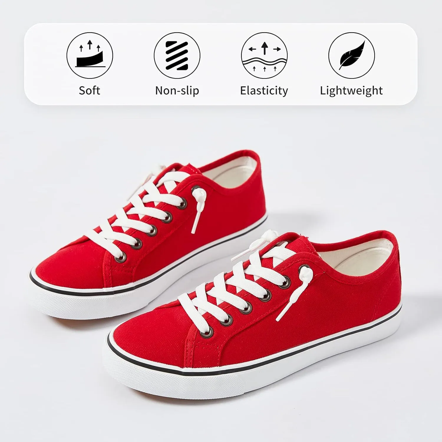Women Canvas Sneaker Slip On Non Slip Casual Shoes Lace Up Canvas Low Top White Shoes Loafers for Women Fashion Black Sneaker