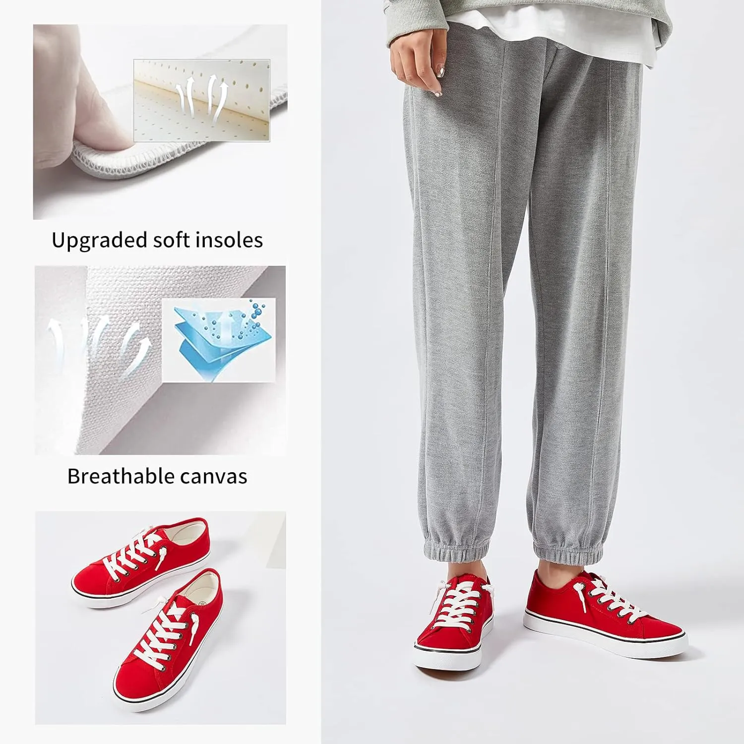 Women Canvas Sneaker Slip On Non Slip Casual Shoes Lace Up Canvas Low Top White Shoes Loafers for Women Fashion Black Sneaker