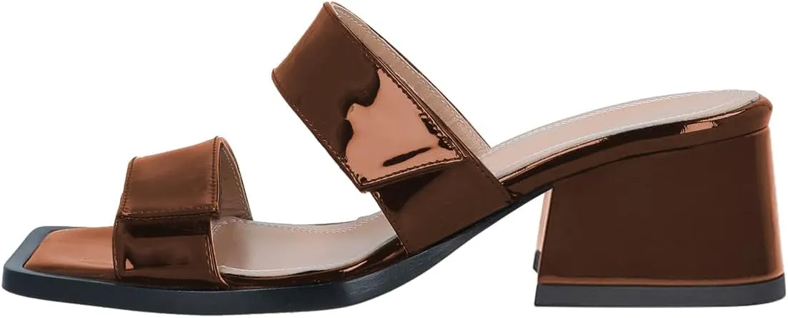 Women Classic Open Toe Block Low Heel Mules Slip On Ladies Comfy Casual Slipper Shoes Size 4-16 US