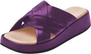 Women Classic Soft Insole Open Toe Platform Wedge Mules Slip on Casual Daily Indoor Outdoor Slide Sandals Size 4-16 US