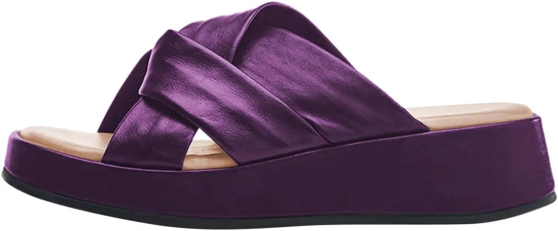 Women Classic Soft Insole Open Toe Platform Wedge Mules Slip on Casual Daily Indoor Outdoor Slide Sandals Size 4-16 US