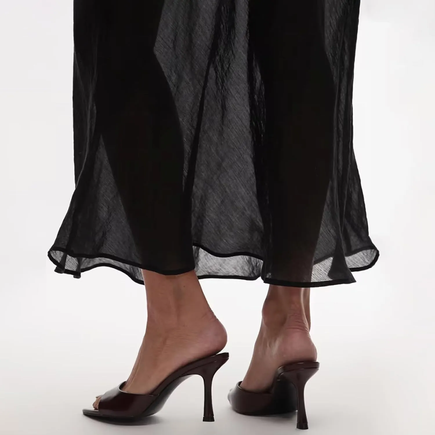 Women Heeled Mules Pointed Peep Toe Stiletto High Heel Slip on Backless Summer Mules Slide Sandals Fashion Dress Shoes